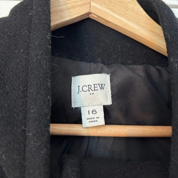 J. Crew City Coat Wool Blend Long Pea Trench Coat Winter Heavy 16 Preppy Classic - Picture 9 of 14